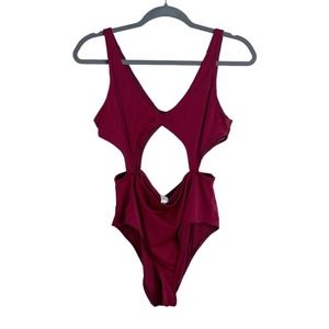 ASOS One Piece Swimsuit Cutout Size 12 Burgundy